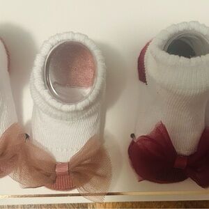Baby White and Pink Bow Socks